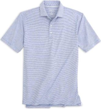 Johnnie-O Mens Lyndon Striped Jersey Performance Polo Shirt In Blue