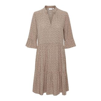 Saint Tropez Tan Pebbles Jurk met Ruchedetails - Dames - Casual kleedjes - Bruin - M - Kleedjes