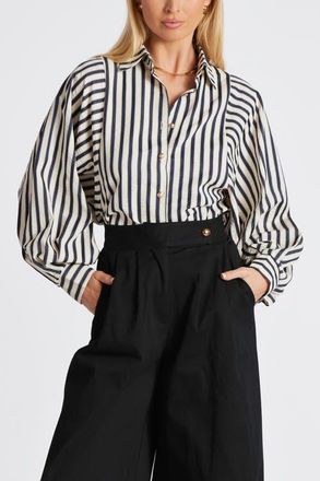 Bishop + Young Aly Dolman Sleeve Striped Top in Navy Stripe at Nordstrom, Size X-Small