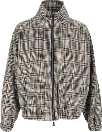 Fabiana Filippi Multicolor Checked Jersey Relaxed Bomber Jacket