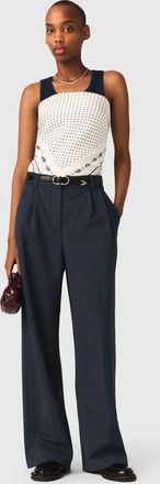 Maje Striped Suit Trousers - Navy - Maje