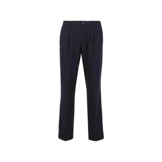 Herno Straight Trousers, male, Blue, Size: XS Trousers in Light Stretch Wooly