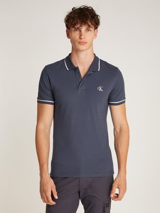 Calvin Klein Jeans Poloshirt CALVIN KLEIN JEANS TIPPING SLIM POLO, Herren, Gr. XL, blau (india ink), Jersey, Obermaterial: 94% Baumwolle, 6% Elasthan, bestickt, slim fit