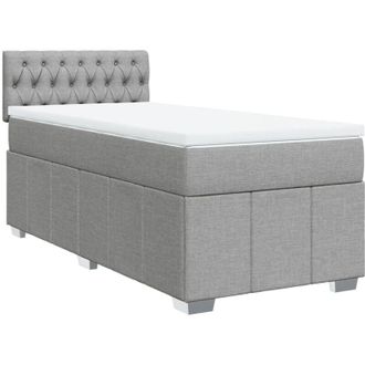vidaXL Cama Box Spring Con Colch&oacute;n Tela Gris Claro 100x200 Cm Vidaxl