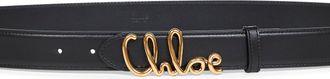 Chlo&eacute; Womens Black Iconic Leather Belt Calf