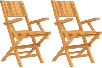 vidaXL Vidaxl - Sillas De Jard&iacute;n Plegables 2 Uds Madera Maciza Teca 55x61x90 Cm