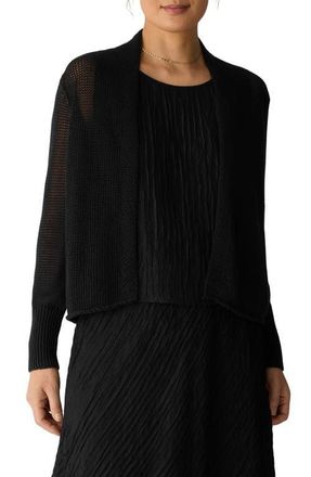 Eileen Fisher Open Front Organic Cotton Cardigan in Black at Nordstrom, Size X-Large