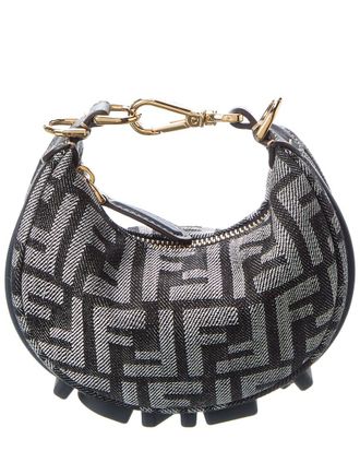 Fendi Fendi Fendigraphy Nano Ff Denim & Leather Bag Charm