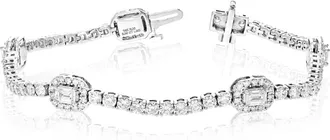 Vir Jewels 5.35 cttw Emerald Lab Grown Diamond Tennis Bracelet in 14K White Gold 7 Inch For Women