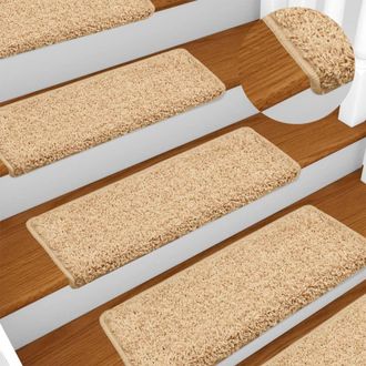 Berkfield Home Carpet Stair Treads 15 pcs 65x21x4 cm Brown | Size: Medium