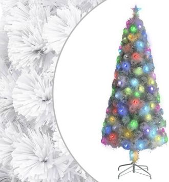 vidaXL Vidaxl - Rbol De Navidad Artificial Con Luces Fibra &Oacute;ptica Blanco 240cm