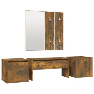 vidaXL Vidaxl - Set De Muebles De Recibidor Madera Contrachapada Roble Ahumado