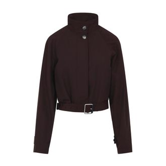 Loewe Light Jackets, female, Purple, XS, Short Trench in Cotton Blend