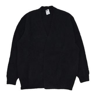 Nike Black Boucle Oversize Cardigan with Swoosh