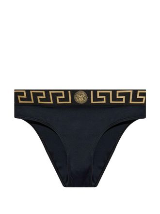 Versace Slip bikini con banda logo - Nero
