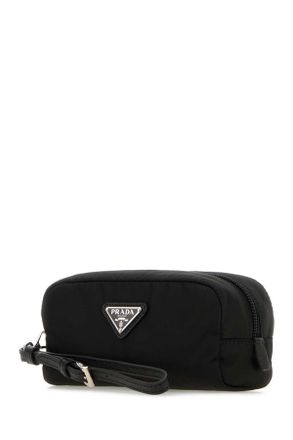 Prada Womens Black Re-Nylon Pouch Nero Poliammidericiclata-Vitello Beauty Case Accessory