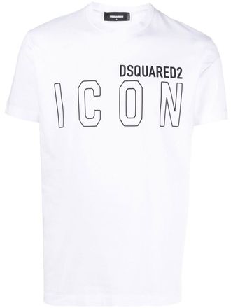 Dsquared2 Mens Icon Outline T-shirt in White Cotton - Size 2XL