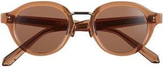 Valentino 46mm Round Sunglasses in Brown Brown Brown at Nordstrom Rack
