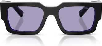 Prada 55mm Rectangular Sunglasses in Black/Purple /Violet at Nordstrom