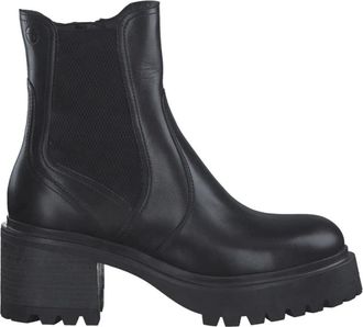 Tamaris Leren Bootie - Dames - Chelseaboots - Zwart - 37 EU - Leer - Schoenen