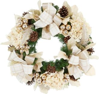 Creative Displays Inc. Handcrafted 30In Holiday Wreath With Hydrangeas, Ornaments & Bows