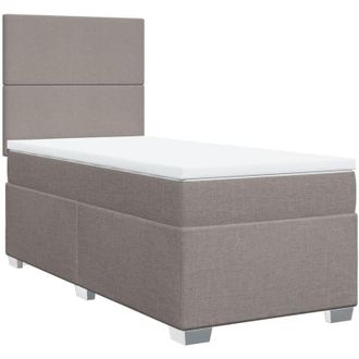 vidaXL Cama Box Spring Con Colch&oacute;n Tela Gris Taupe 90x200 Cm Vidaxl