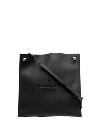 Valentino Garavani logo-embossed messenger bag - men - Calf Leather/Calf Leather/Metal - One Size - Black