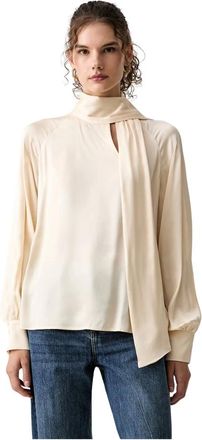 Liu Jo Blusa in viscosa con fiocco - - Blouses & Shirts - Donna - Beige - L