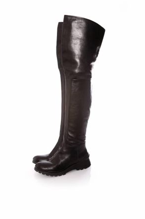 Prada Pre-owned Womens long black leather boots. - Size EU 37