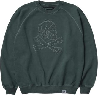Neighborhood Sweater met geborduurde doodskop - Grijs