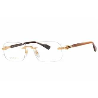 Gucci Mens Brown Rectangular Eyeglass Frames GG1221O