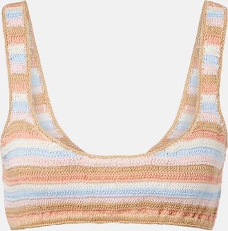 Anna Kosturova Crochet striped cotton bikini top
