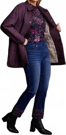Tribal Quinley Quilted Snap Front Shacket In Raisin