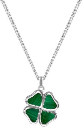 Vincero Mens Malachite Clover Pendant Necklace in Silver at Nordstrom, Size 21