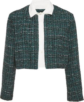 Maje Tweed jack met contrasterende kraag - Groen