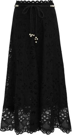 Zimmermann Gedrapeerde rok met borduurwerk - Zwart