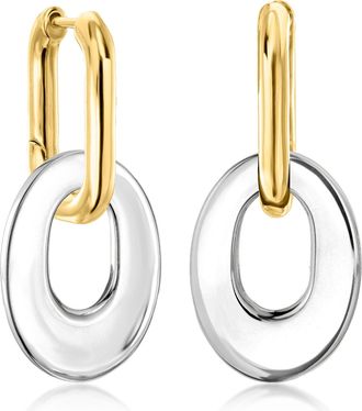 Ross-Simons 18kt Gold Over Sterling Hoop Earrings With Removable Oval Sterling Silver Drops