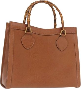 Gucci Pre-owned Handbags, female, Brown, Size: ONE SIZE Pre-owned Vintage Leather Handbag
