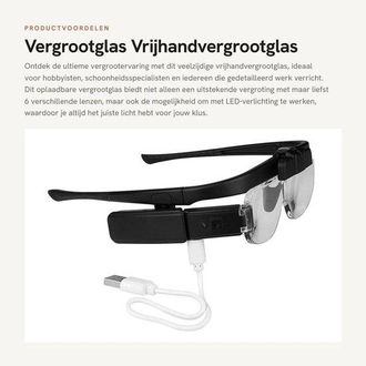 OEM Dailygoods - Lupa - Lupa De Mano Alzada - Recargable Con Luz Led - Negra - 6 Lentes Ajustables - Adecuada Para Lectura Y Reparaci&oacute;n