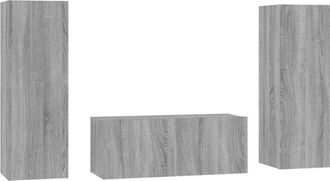 vidaXL Set De Muebles Para Tv 3 Pzas Madera Contrachapada Gris Sonoma Vidaxl