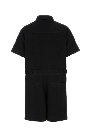 Gucci Womens Denim With Horsebit Jumpsuit Black Cotton Tracksuits