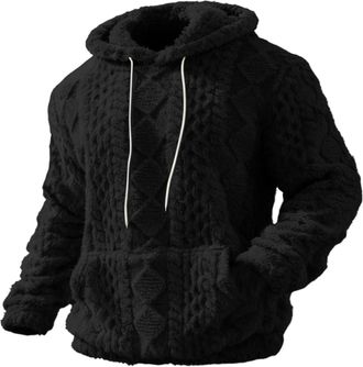 Generic Mens Fleece Hoodie, Fleece Hoodie Men Sherpa Hoodies Mens Jumpers UK Long Sleeve Tops Sweatshirts Warm Winter Jumper Fashion Solid Color Pullover with