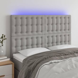 vidaXL Cabecero Con Luces Led Tela Gris Claro 144x5x118/128 Cm Vidaxl