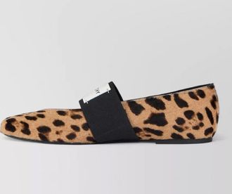 Givenchy leather leopard-print square-toe ballerinas