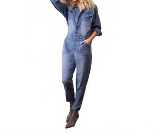 Tribal Relaxed Crop Jumpsuit In Sky Blue