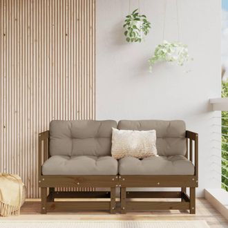 vidaXL Sof&aacute;s De Esquina De Jard&iacute;n 2 Uds Madera Maciza Pino Marr&oacute;n Miel Vidaxl