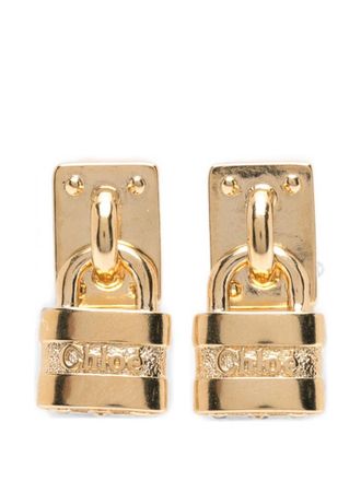 Chlo&eacute; Golden Padlock Drop Earrings
