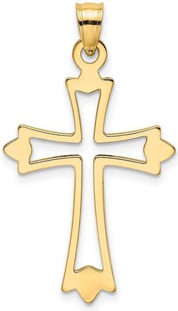 Diamond2Deal 14k Gold Polished and Cut-Out Cross Charm Pendant