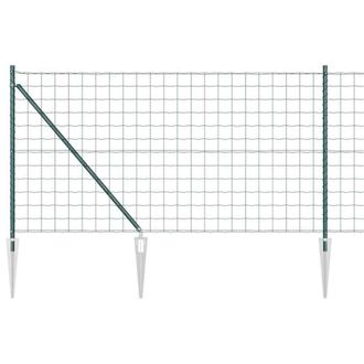 Berkfield Home Euro Fence with 13 Spike Posts 1x25 m Galvanised Steel Green
