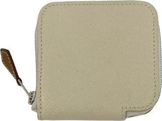 Herm&egrave;s White Epsom Leather Coin Purse/Coin Case (Pre-Owned)